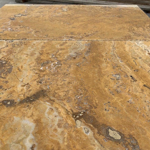 [PATAGIHOTUNAUN204030] Giallo Travertine Honed Tumbled Unfilled Paver 200x400x30mm