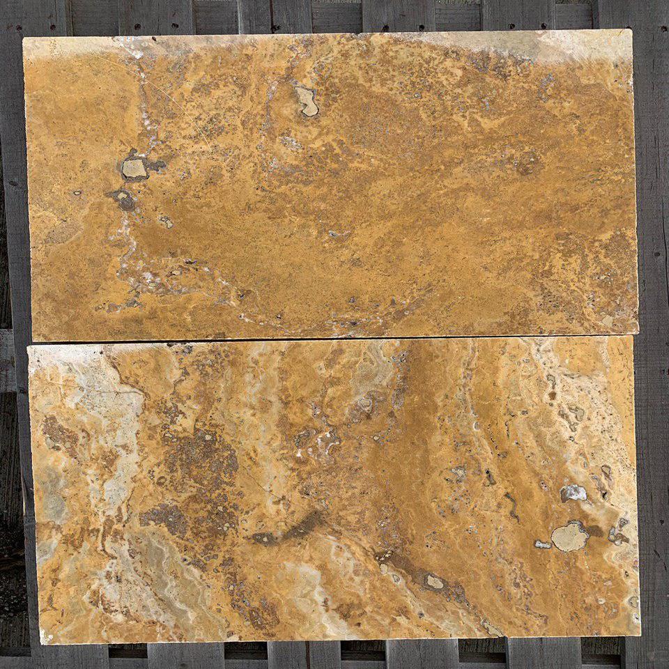 Giallo Travertine Honed Tumbled Unfilled Paver 200x200x30mm