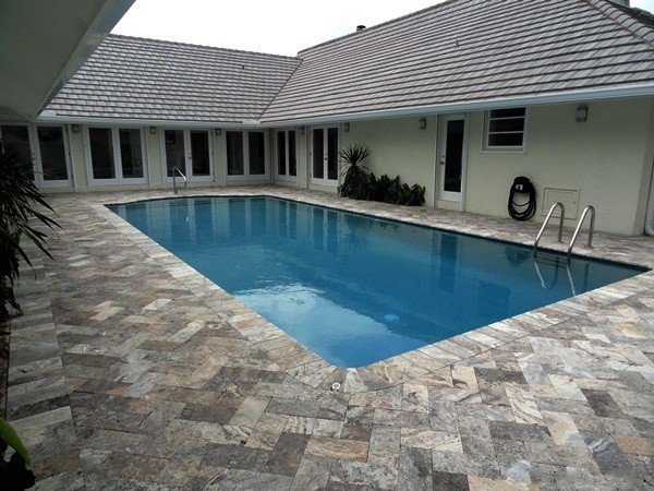 Silver Travertine Honed Bullnose Long Edge Unfilled Paver 400x400x30mm