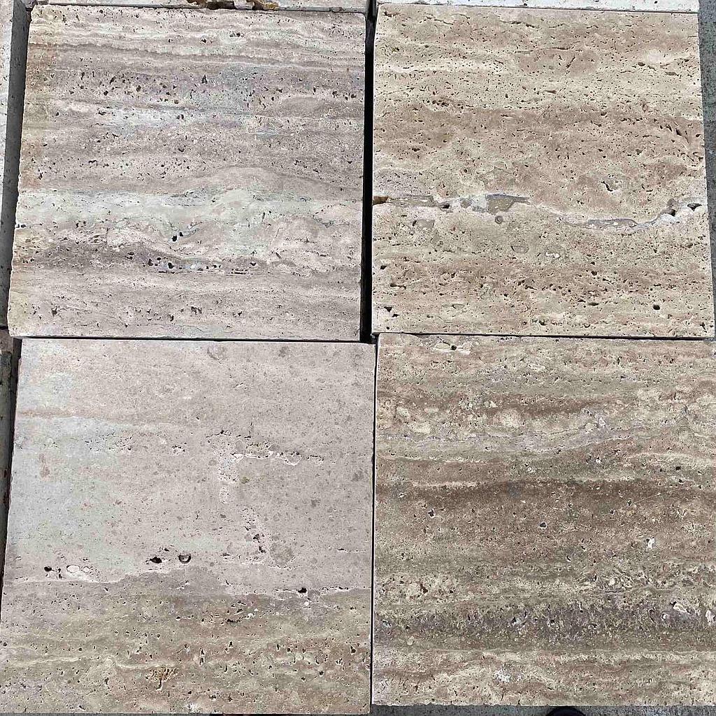 [PATAPEHOTUVEUN303030] Premium Travertine Honed Tumbled Vein Cut Unfilled Paver 300x300x30mm