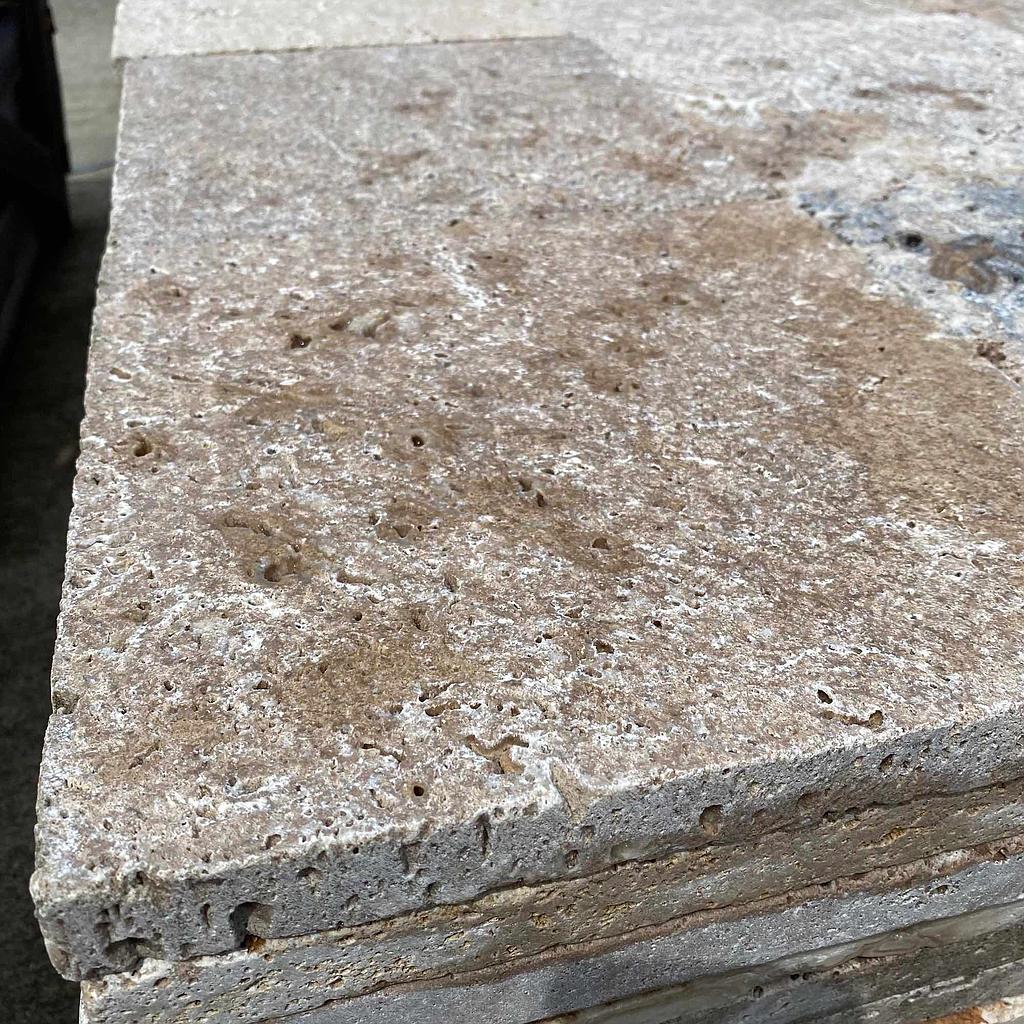 [PATAWAHOTUNAUN402030] Walnut Travertine Honed Tumbled Unfilled Paver 400x200x30mm
