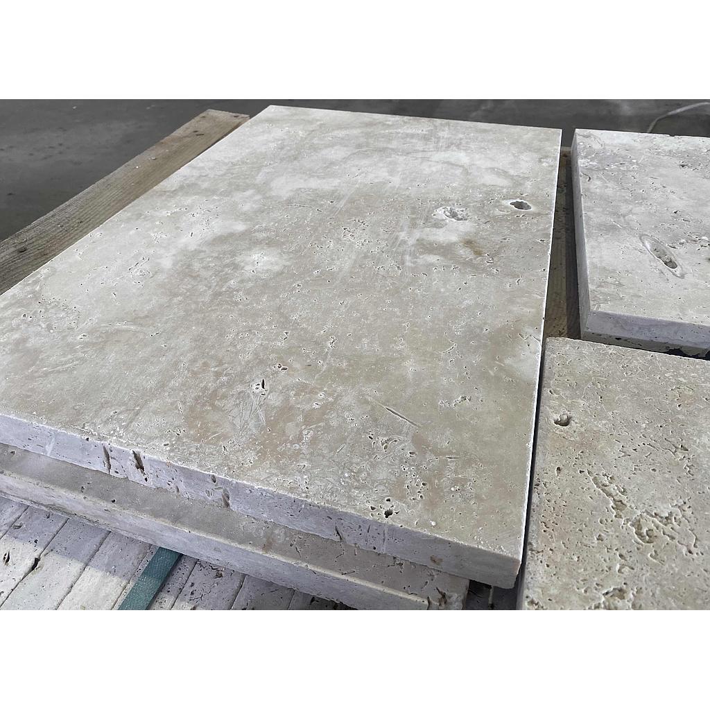 Ivory Travertine Honed Tumbled Unfilled Pavers 610x406x30mm