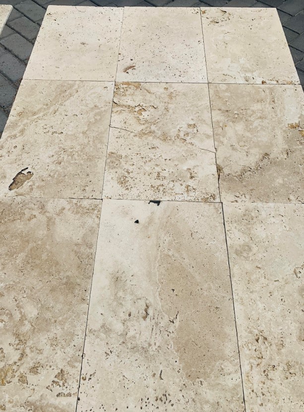 Ivory Travertine Tile Honed Tumbled Unfilled 610x406x12mm