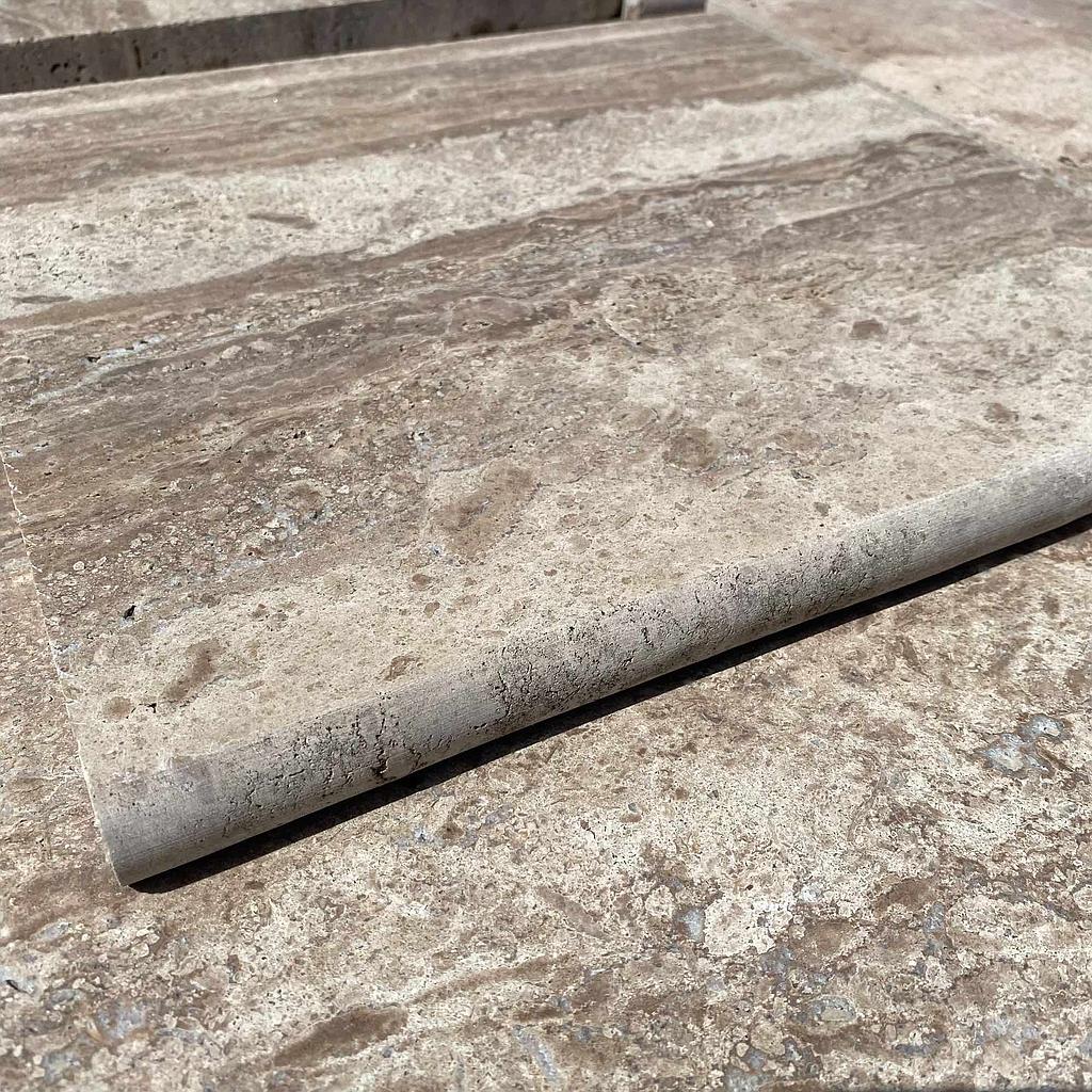 [PATACAHOBUNAUN404030] Classic Travertine Honed Bullnose Long Edge Unfilled Paver 400x400x30mm