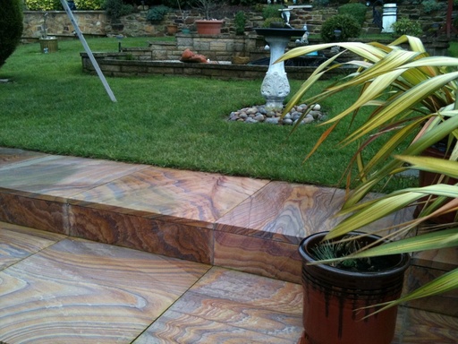 [PASARAHOBUNANA404030] Rainbow Sandstone Honed Bullnose Long Edge Paver 400x400x30mm