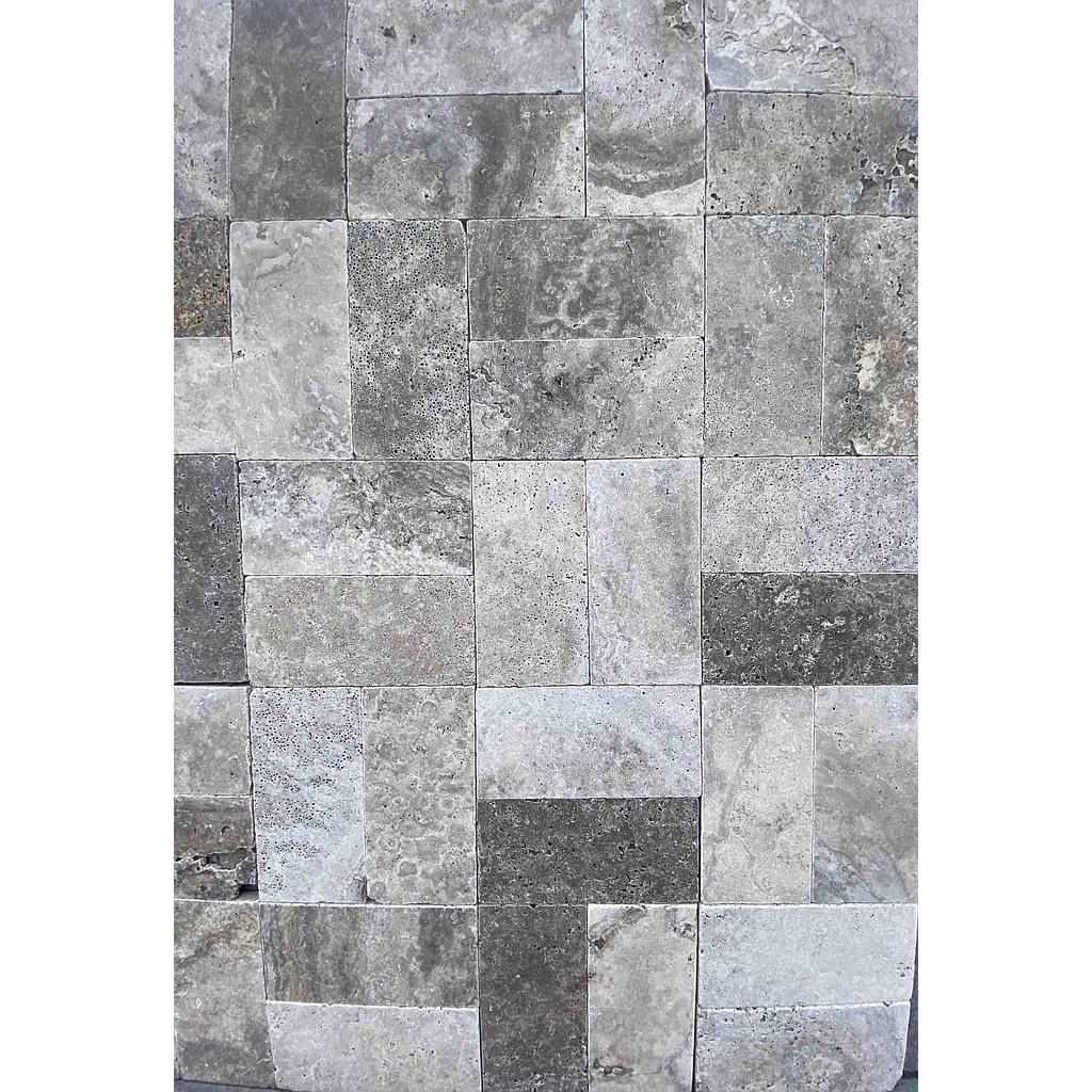 [PATASIHOTUNAUN151530] Premium Silver Travertine Honed Tumbled Unfilled Paver 150x150x30mm