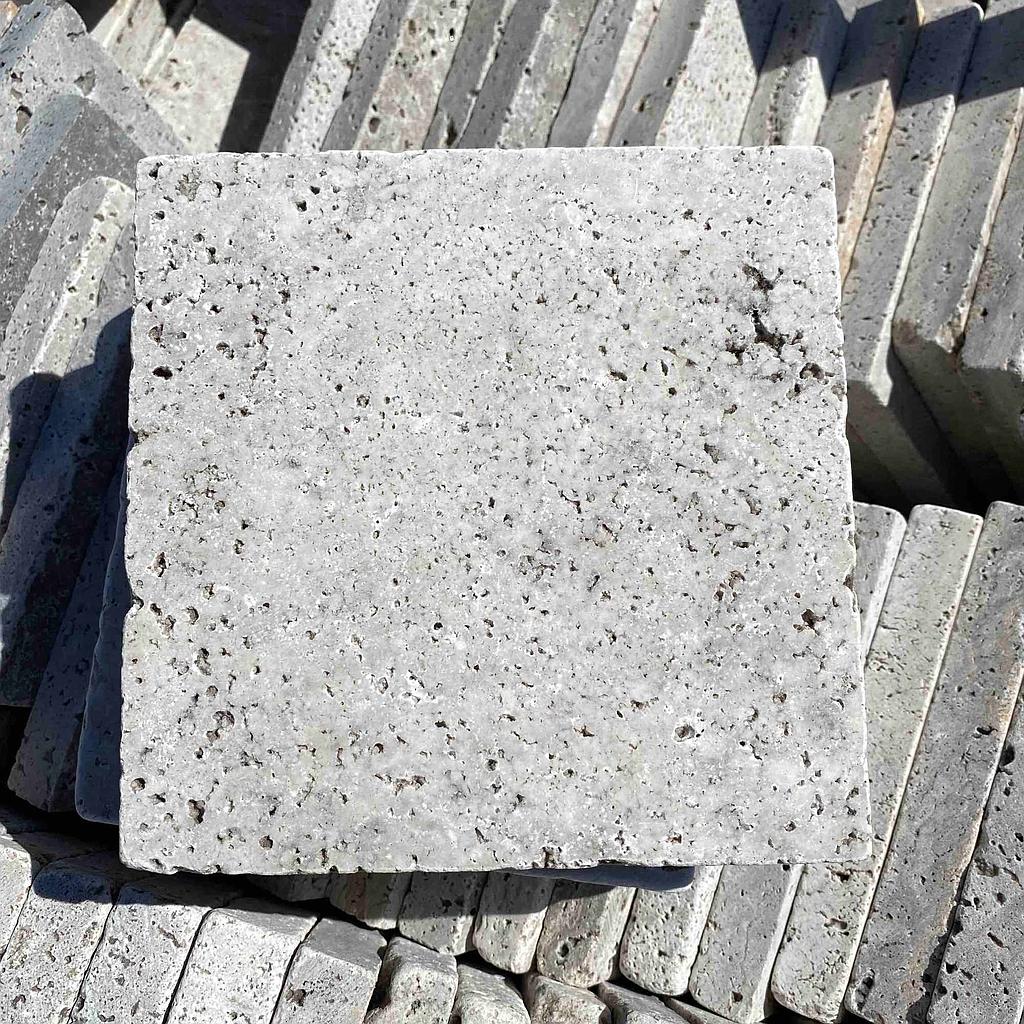 [PATASIHOTUNAUN202030]  Silver Travertine Honed Tumbled Unfilled Paver 200x200x26mm