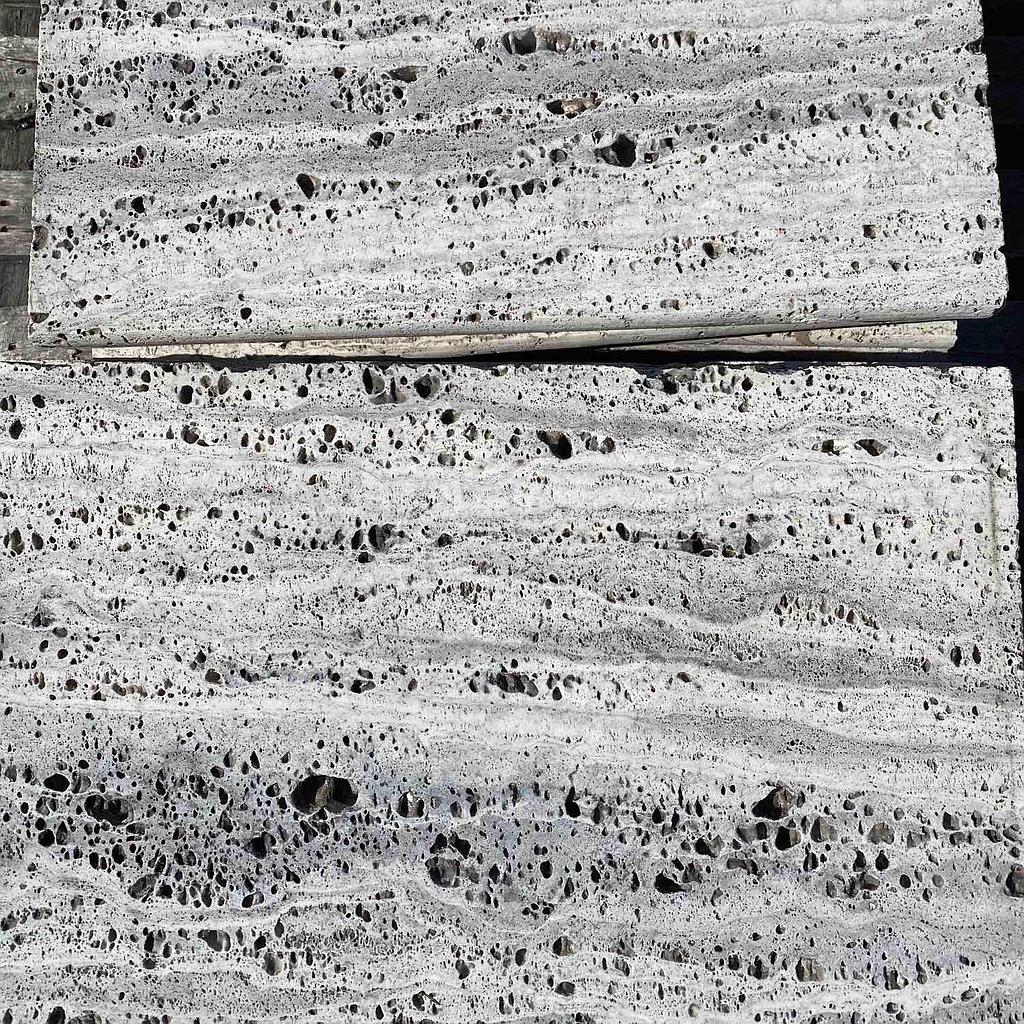 [PATASIHOTUVEUN402030] Silver Travertine Honed Tumbled Vein Cut Unfilled Paver 400x200x30mm