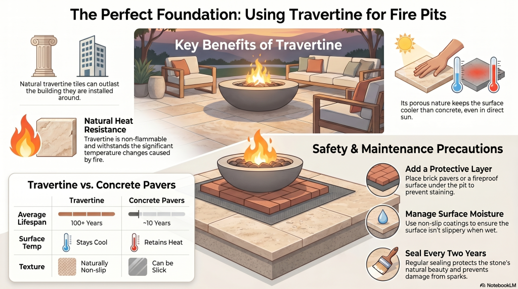 Can you put fire pit on Travertine info
