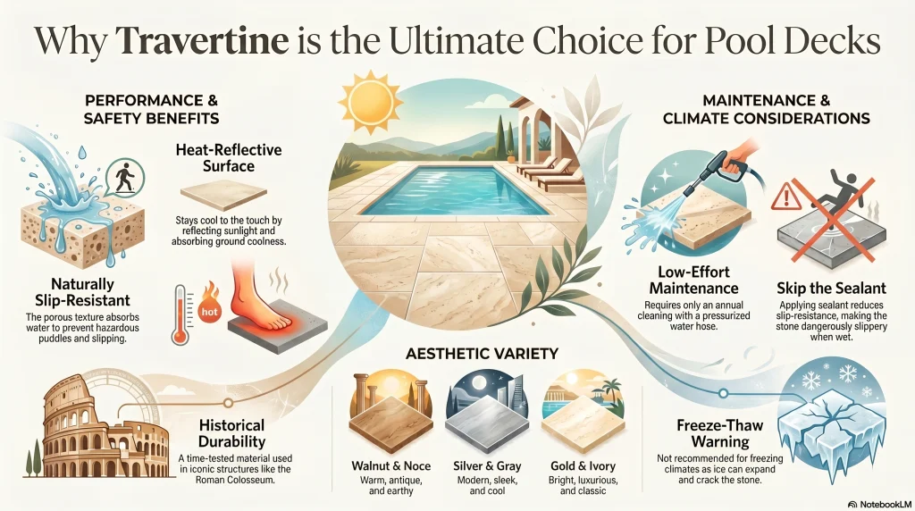 Why to use Travertine for Pool deck?