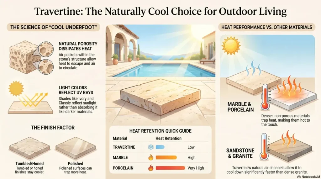 Travertine Cooling Benefits Infographic