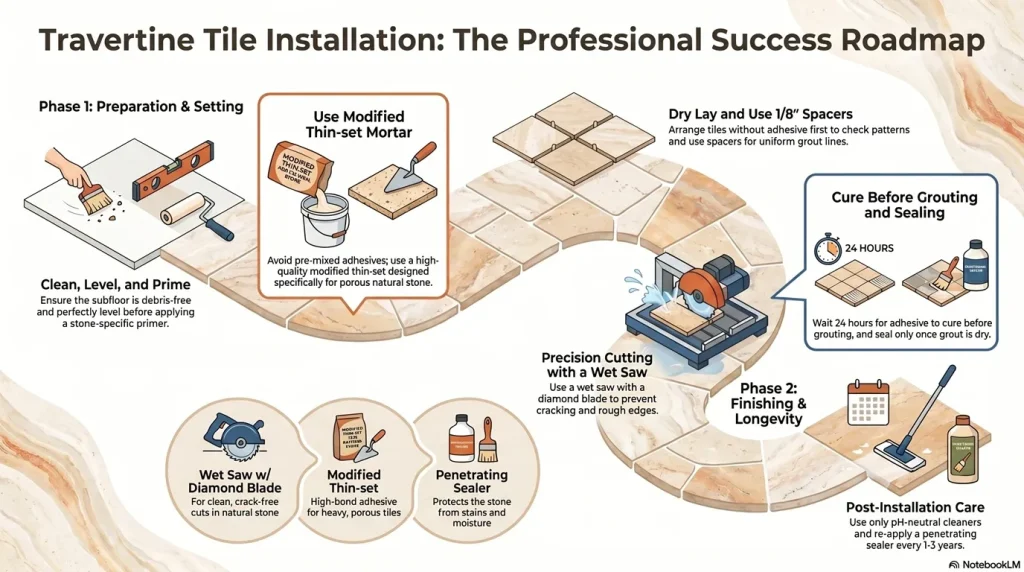 travertine tile installation