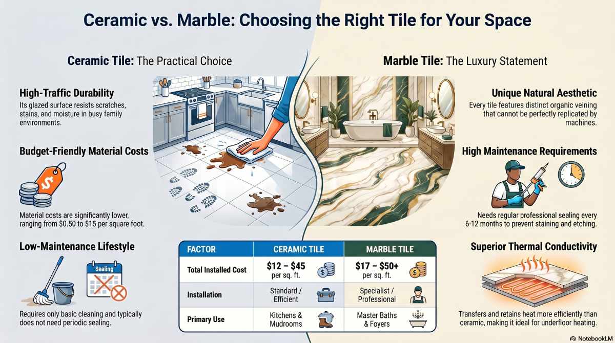 Ceramic Tile vs Marble Tile