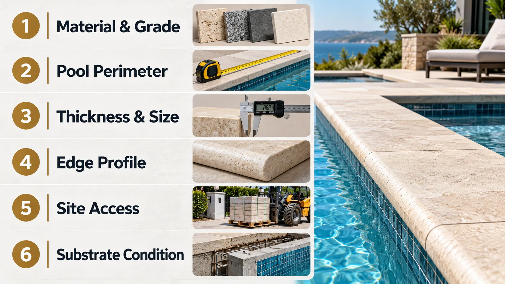 Checklist of factors affecting pool coping cost