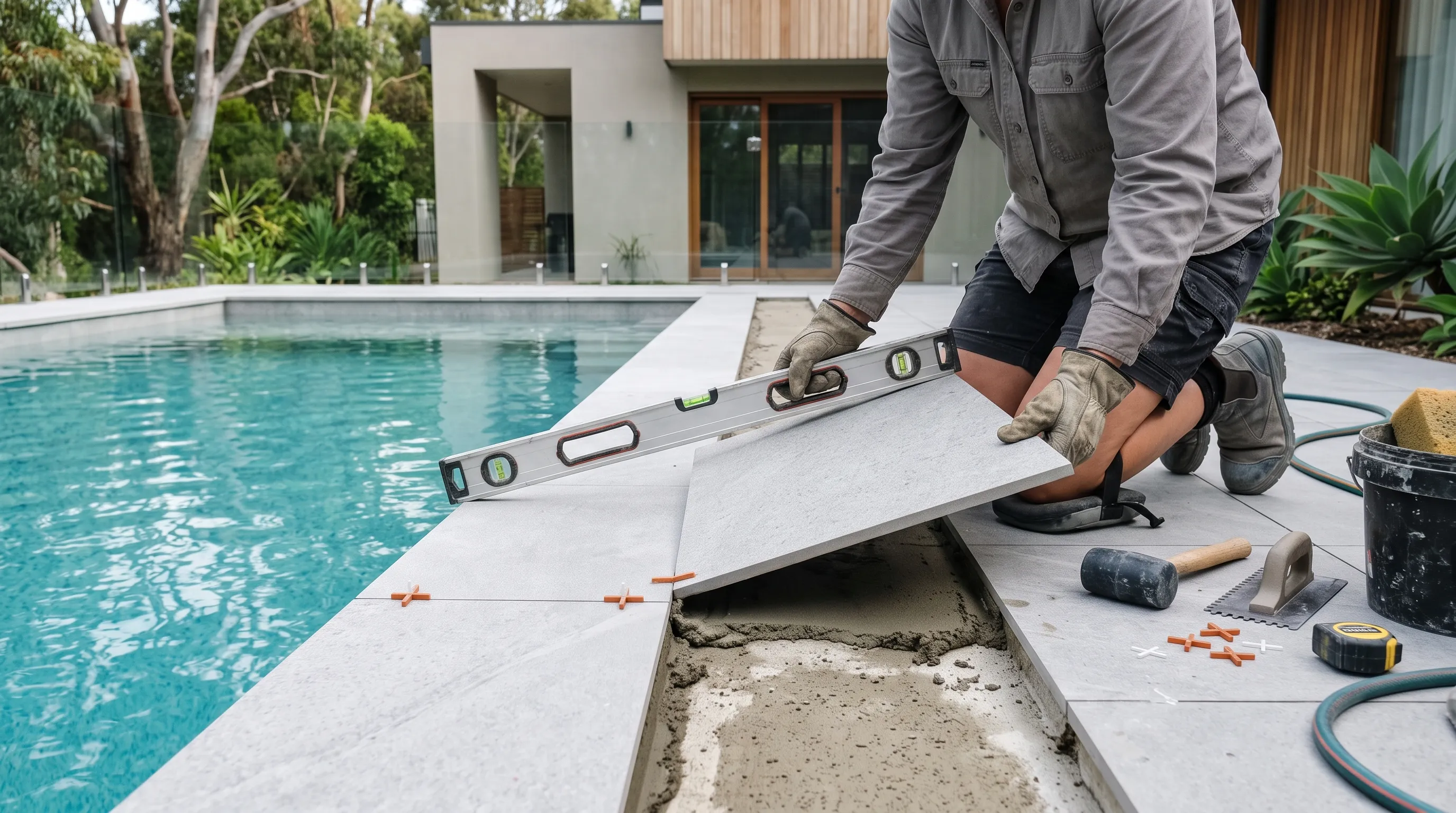 Square, bullnose and drop-face porcelain pool coping profiles