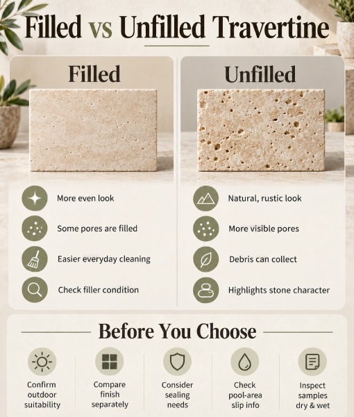 filled vs unfilled travertine